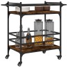Chariot de cuisine chêne fumé 82x40x78,5 cm bois d'ingénierie 532121532121
