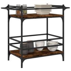 Chariot de cuisine chêne fumé 82x40x78,5 cm bois d'ingénierie 532121532121