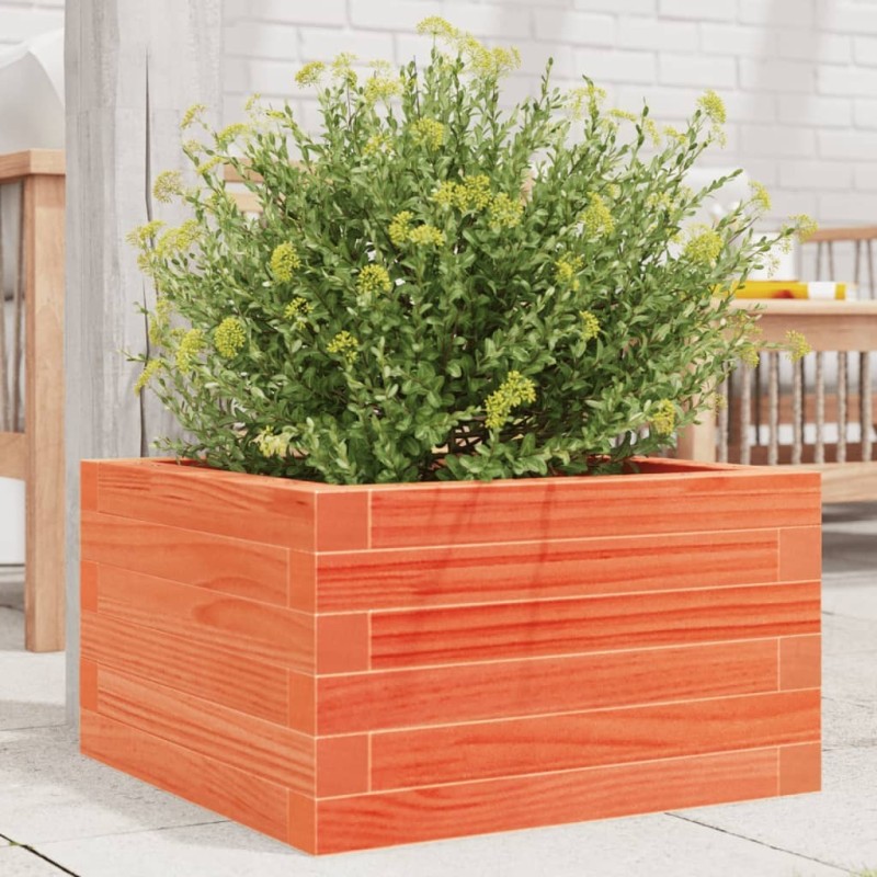 Jardinière cire marron 40x40x23 cm bois de pin massif 532123532123