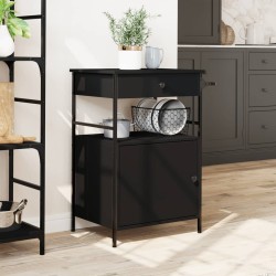 Chariot de cuisine noir 56x43x89,5 cm bois d'ingénierie 532124532124