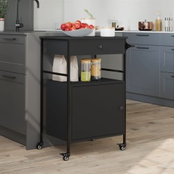Chariot de cuisine noir 56x43x89,5 cm bois d'ingénierie 532124532124