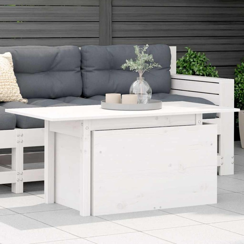 Table de jardin blanc 100x50x75 cm bois massif de pin 532125532125
