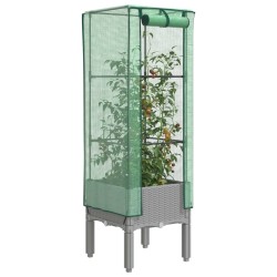 Jardinière surélevée avec housse aspect rotin 40x40x140 cm 532128532128