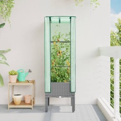 Jardinière surélevée avec housse aspect rotin 40x40x140 cm 532128532128
