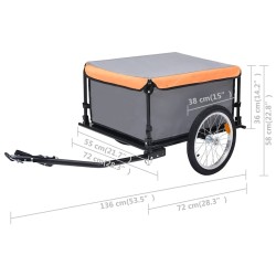 Remorque de vélo gris et orange 65 kg 532135532135