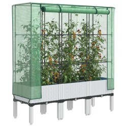 Jardinière surélevée avec housse aspect rotin 120x40x140 cm 532138532138