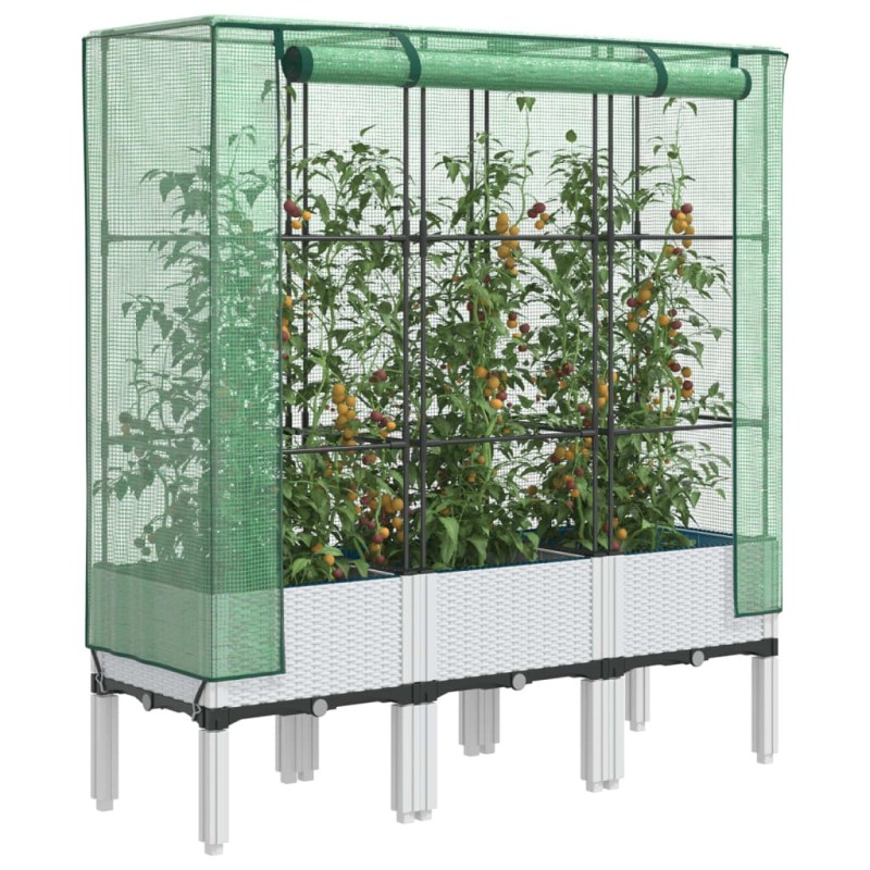 Jardinière surélevée avec housse aspect rotin 120x40x140 cm 532138532138