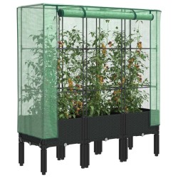 Jardinière surélevée avec housse aspect rotin 120x40x140 cm 532142532142