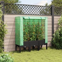Jardinière surélevée avec housse aspect rotin 120x40x140 cm 532142532142