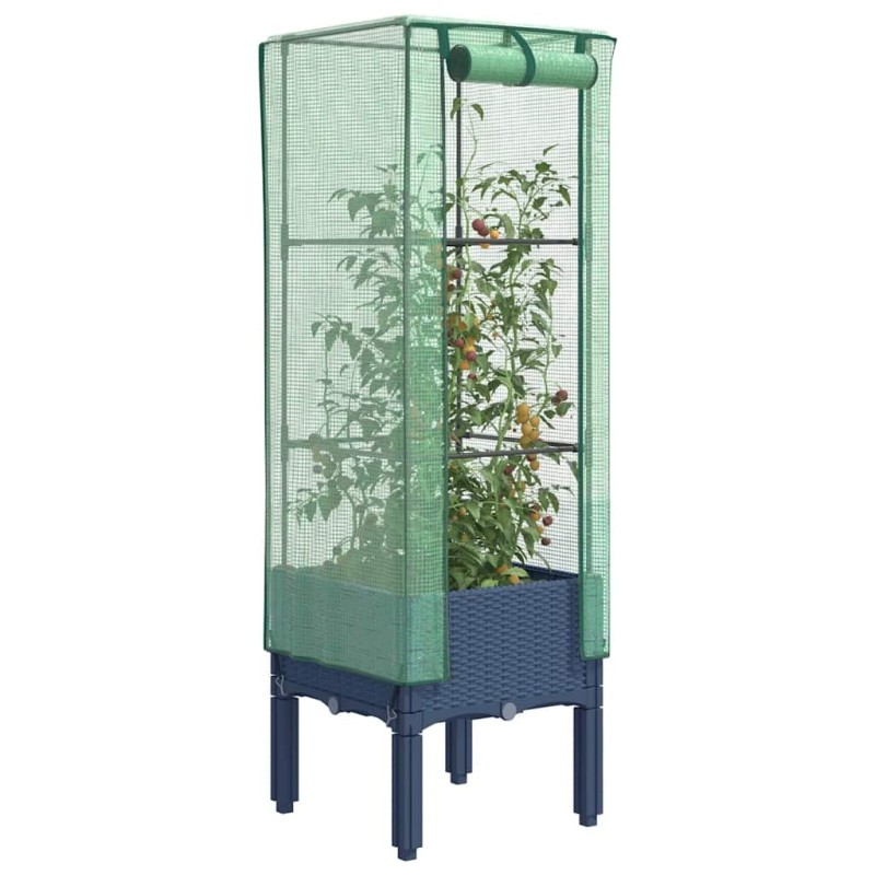 Jardinière surélevée avec housse aspect rotin 40x40x140 cm 532143532143