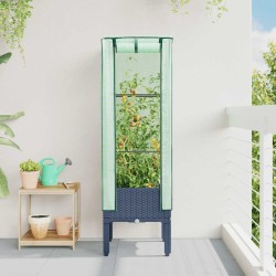 Jardinière surélevée avec housse aspect rotin 40x40x140 cm 532143532143