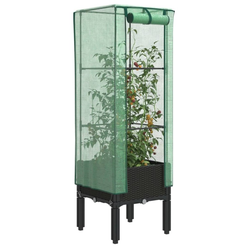 Jardinière surélevée avec housse aspect rotin 40x40x140 cm 532149532149