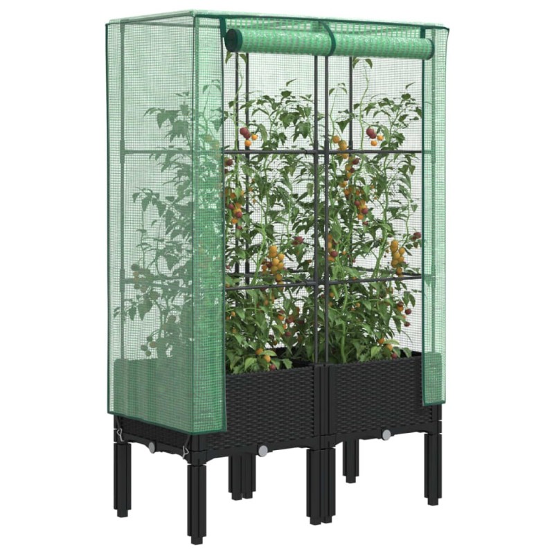 Jardinière surélevée avec housse aspect rotin 80x40x140 cm 532150532150
