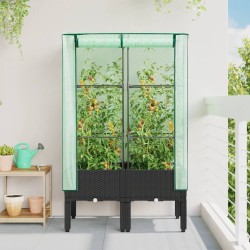 Jardinière surélevée avec housse aspect rotin 80x40x140 cm 532150532150