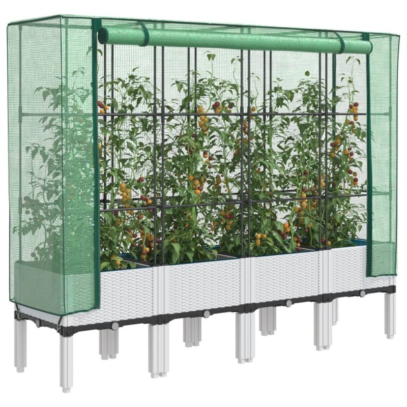 Jardinière surélevée avec housse aspect rotin 160x40x140 cm 532151532151