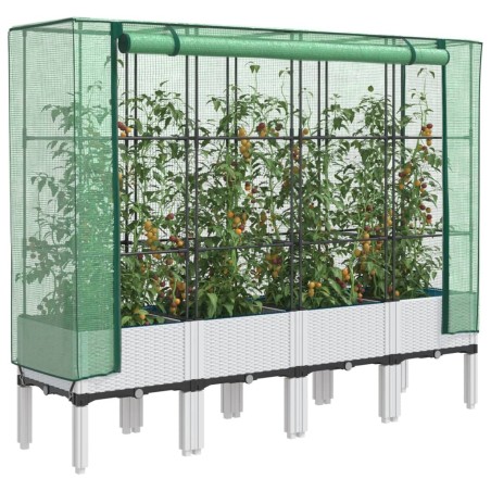 Jardinière surélevée avec housse aspect rotin 160x40x140 cm 532151532151