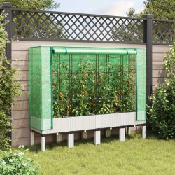Jardinière surélevée avec housse aspect rotin 160x40x140 cm 532151532151