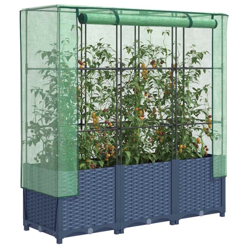 Jardinière surélevée avec housse aspect rotin 120x40x138 cm 532153532153