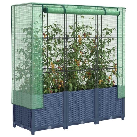 Jardinière surélevée avec housse aspect rotin 120x40x138 cm 532153532153
