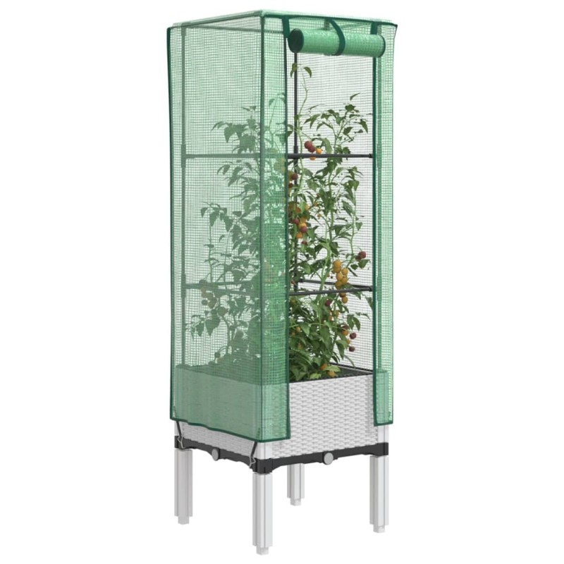 Jardinière surélevée avec housse aspect rotin 40x40x140 cm 532160532160