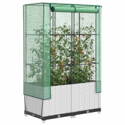 Jardinière surélevée avec housse aspect rotin 80x40x138 cm 532163532163