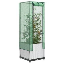 Jardinière surélevée avec housse aspect rotin 40x40x139 cm 532164532164