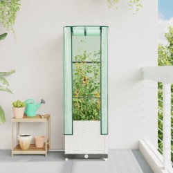 Jardinière surélevée avec housse aspect rotin 40x40x139 cm 532164532164