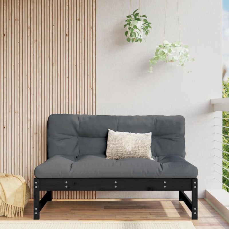 Canapé central 120x80 cm noir bois de pin massif 532168532168