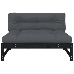 Canapé central 120x80 cm noir bois de pin massif 532168532168