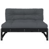 Canapé central 120x80 cm noir bois de pin massif 532168532168