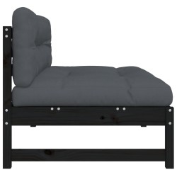 Canapé central 120x80 cm noir bois de pin massif 532168532168