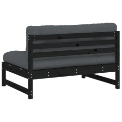Canapé central 120x80 cm noir bois de pin massif 532168532168