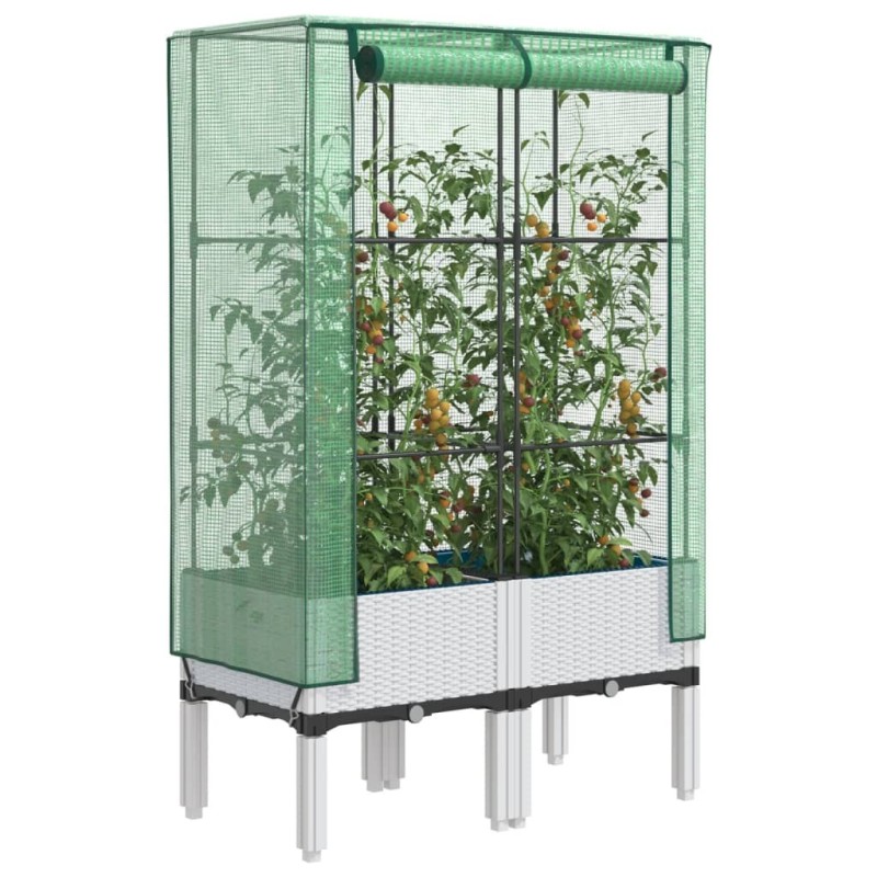 Jardinière surélevée avec housse aspect rotin 80x40x140 cm 532173532173
