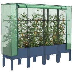 Jardinière surélevée avec housse aspect rotin 160x40x140 cm 532174532174