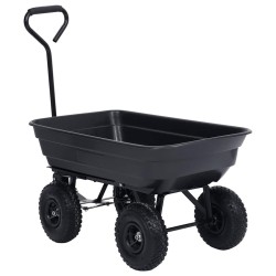 Chariot à main à bascule de jardin 300 kg 75 L Noir 532176532176