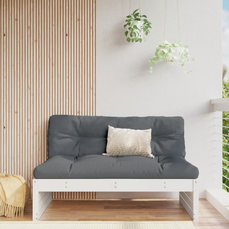 Canapé central de jardin blanc 120x80 cm bois de pin massif 532179532179