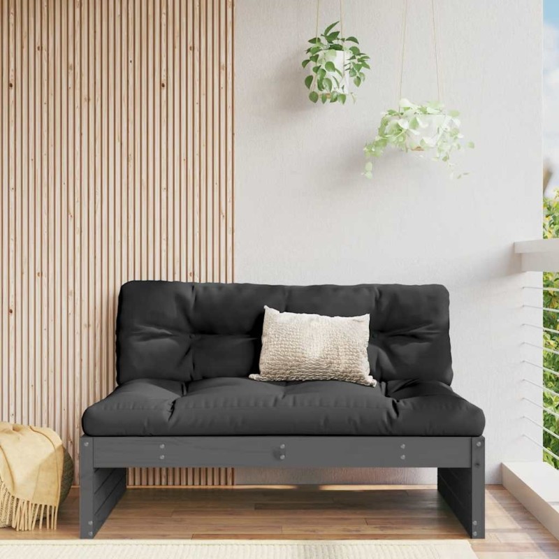 Canapé central de jardin gris 120x80 cm bois de pin massif 532201532201