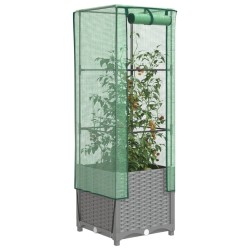Jardinière surélevée avec housse aspect rotin 40x40x139 cm 532204532204