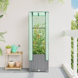 Jardinière surélevée avec housse aspect rotin 40x40x139 cm 532204532204