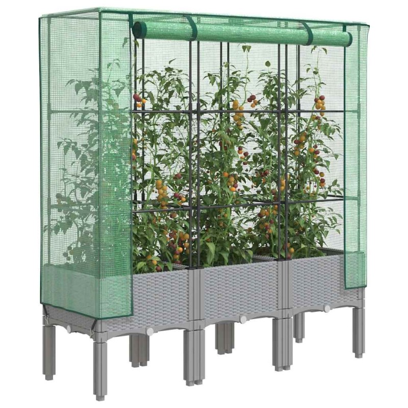 Jardinière surélevée avec housse aspect rotin 120x40x140 cm 532219532219