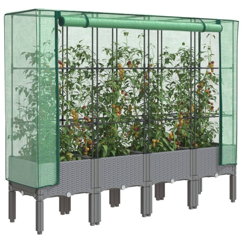 Jardinière surélevée avec housse aspect rotin 160x40x140 cm 532220532220