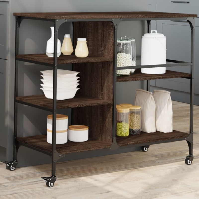 Chariot de cuisine chêne marron 100x45x89,5cm bois d'ingénierie 532224532224