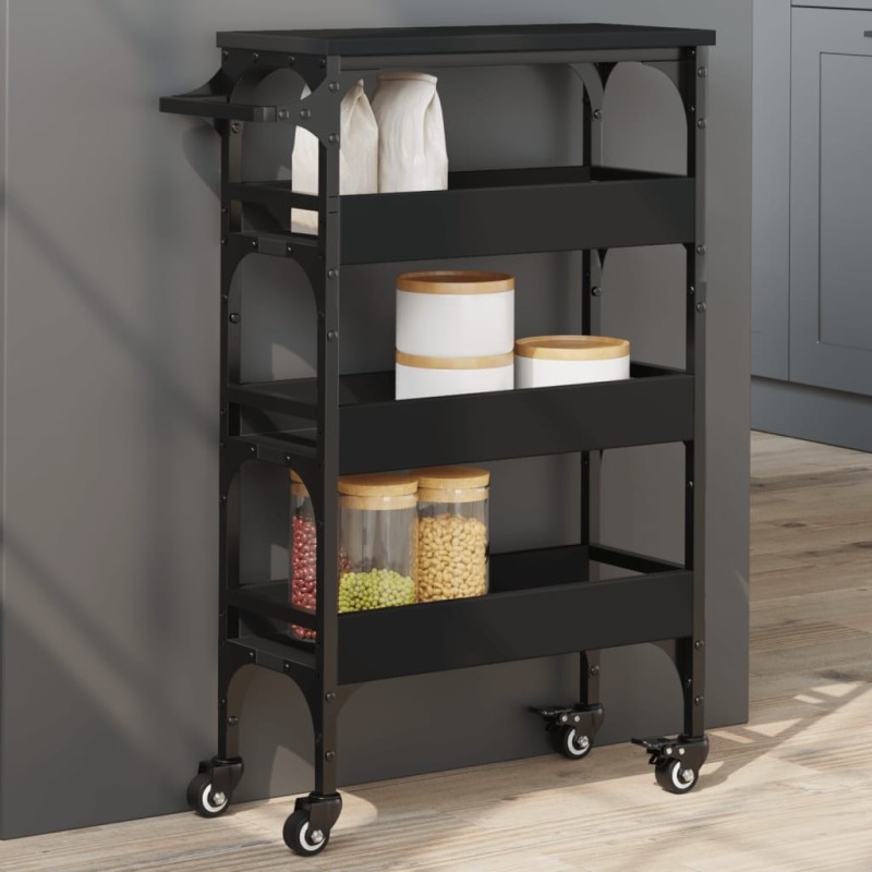 Chariot de cuisine noir 53x20x76 cm bois d'ingénierie 532229532229