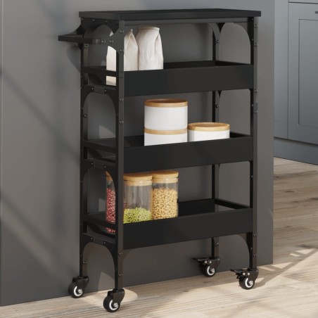 Chariot de cuisine noir 53x20x76 cm bois d'ingénierie 532229532229