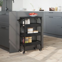 Chariot de cuisine noir 53x20x76 cm bois d'ingénierie 532229532229