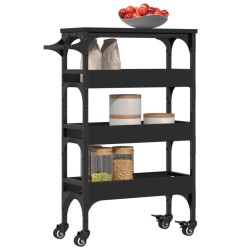 Chariot de cuisine noir 53x20x76 cm bois d'ingénierie 532229532229
