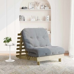 Canapé-lit futon avec matelas 90x206x11 cm bois de pin imprégné 532256532256