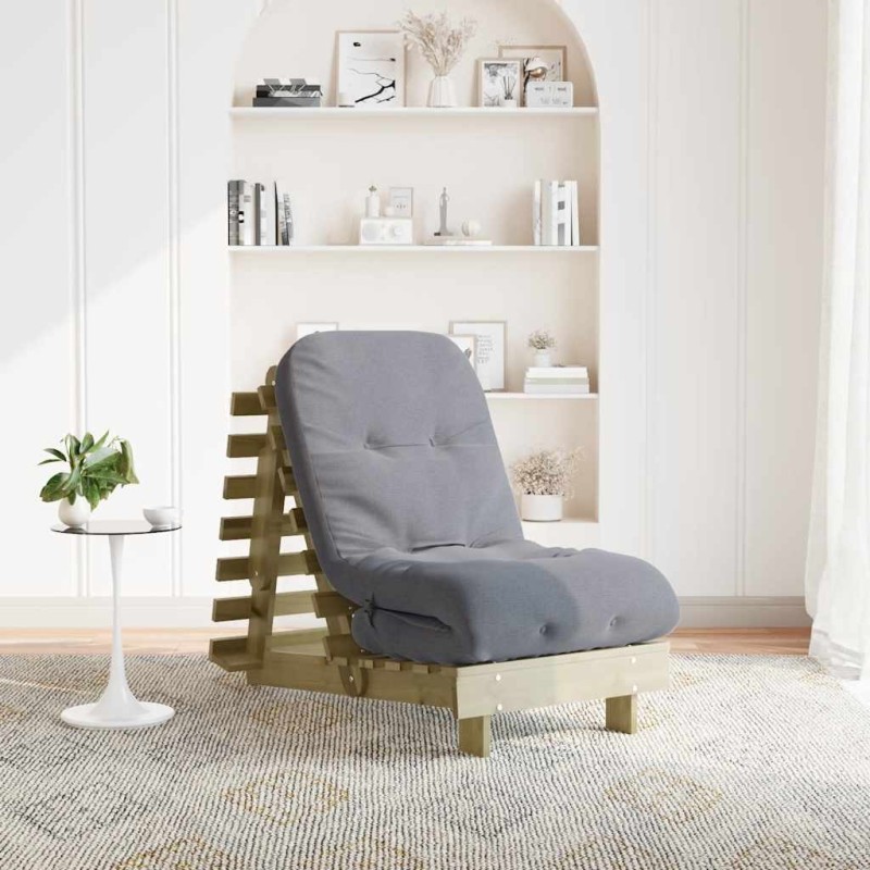 Canapé-lit futon avec matelas 60x206x11 cm bois de pin imprégné 532261532261