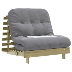 Canapé-lit futon avec matelas 80x206x11 cm bois de pin imprégné 532264532264
