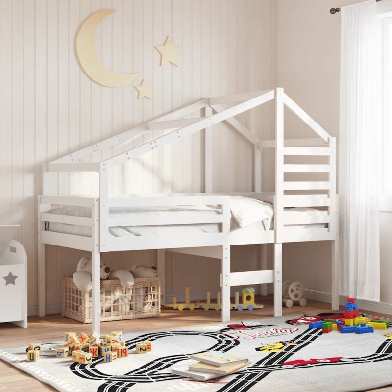 Toit de lit pour enfants blanc 188x97x113 cm bois de pin massif 532266532266